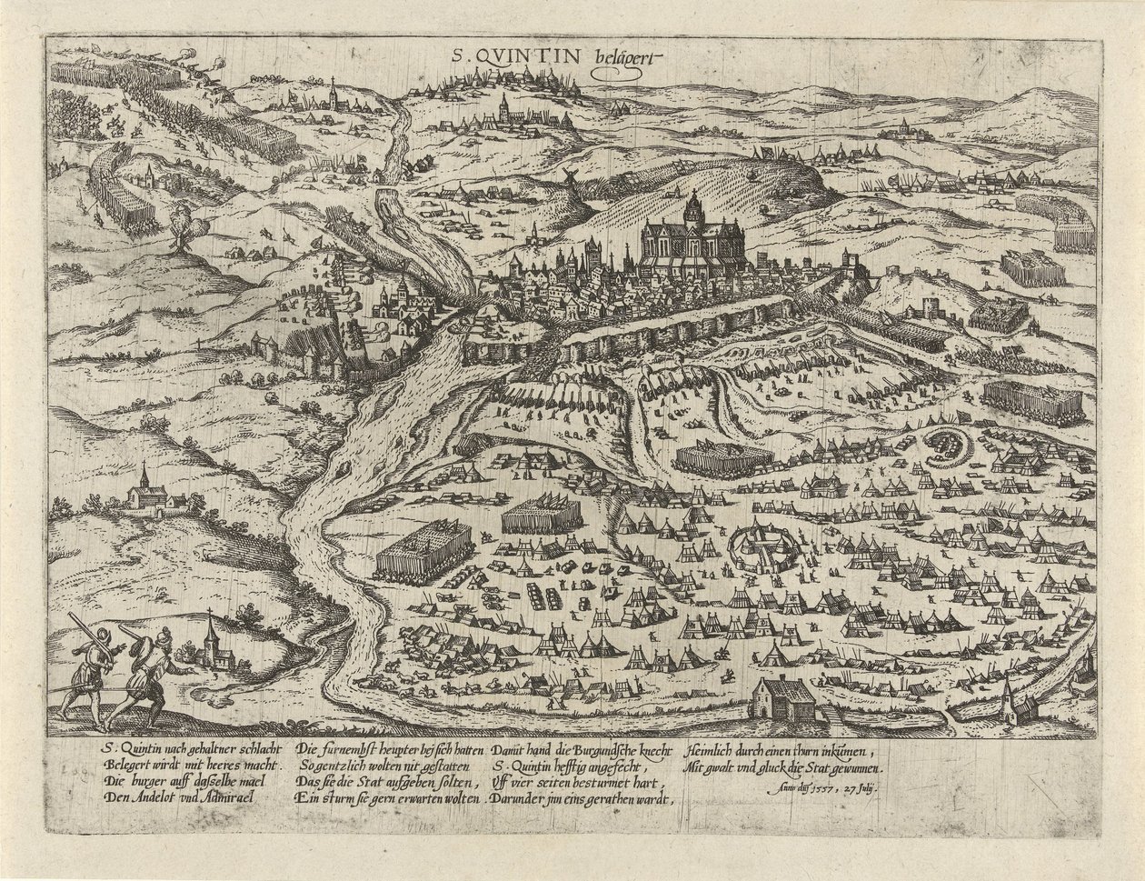 Belagerung von Saint-Quentin, 1557 (Serie 2: Ereignisse in den Niederlanden, 1555-1558) von Frans Hogenberg