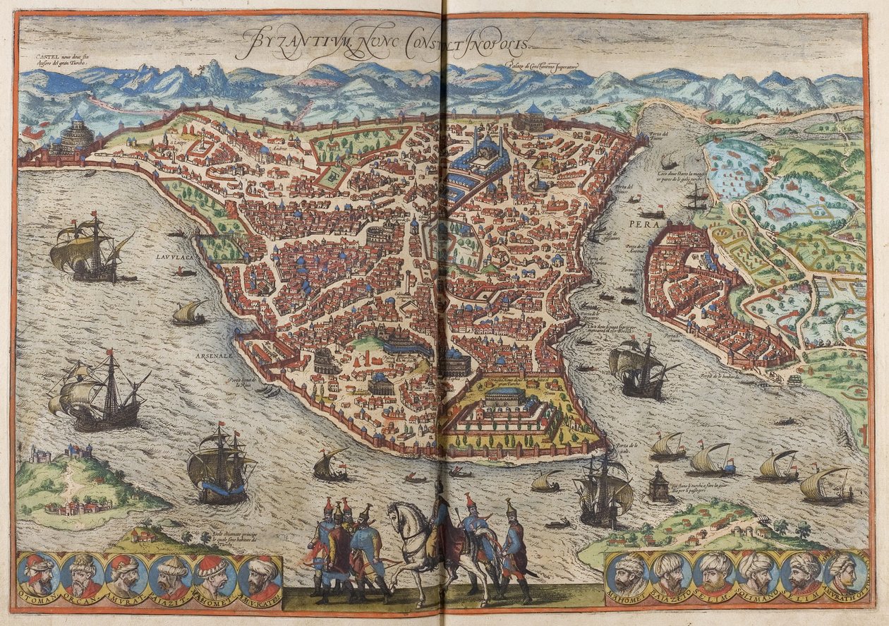 Byzanz. Konstantinopel aus: Civitates Orbis Terrarum, 1572 von Frans Hogenberg