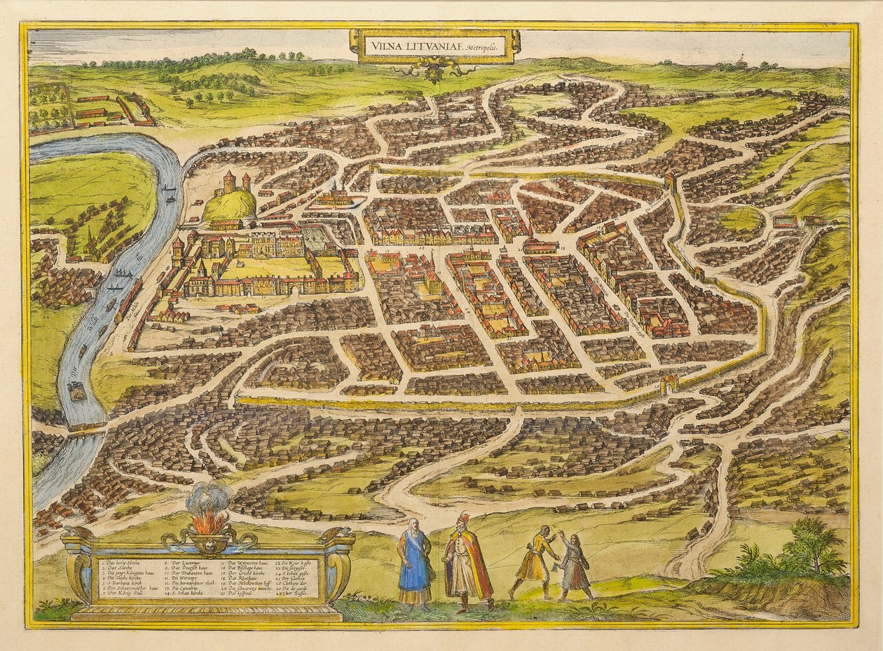 Vilnius aus Urbium praecipuarum mundi theatrum quintum von Georg Braun, 1580er Jahre von Frans Hogenberg
