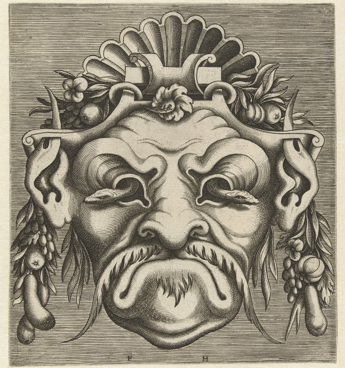 Maske mit zwei Schlangen, die aus den Augenhöhlen schauen von Frans Huys