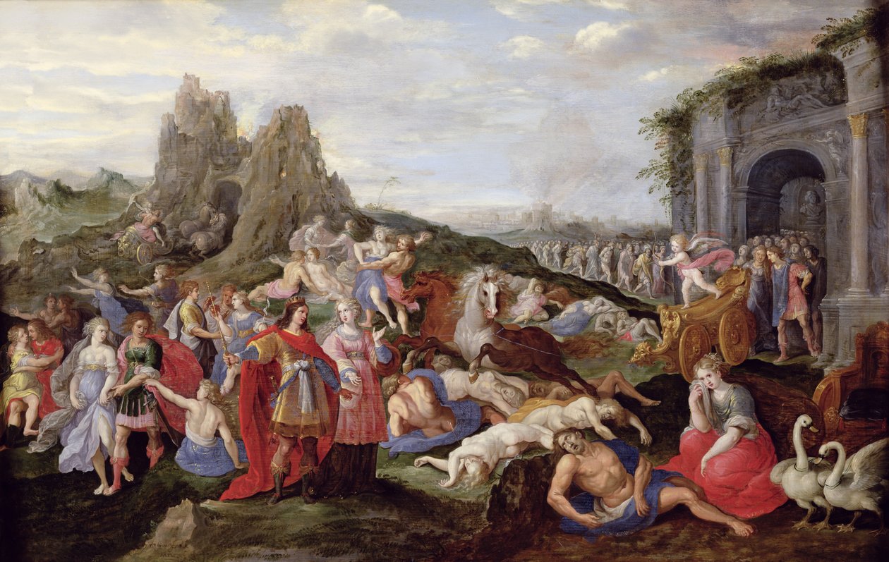 Die Sklaven und die Furien der Liebe von Frans II the Younger (after) Francken