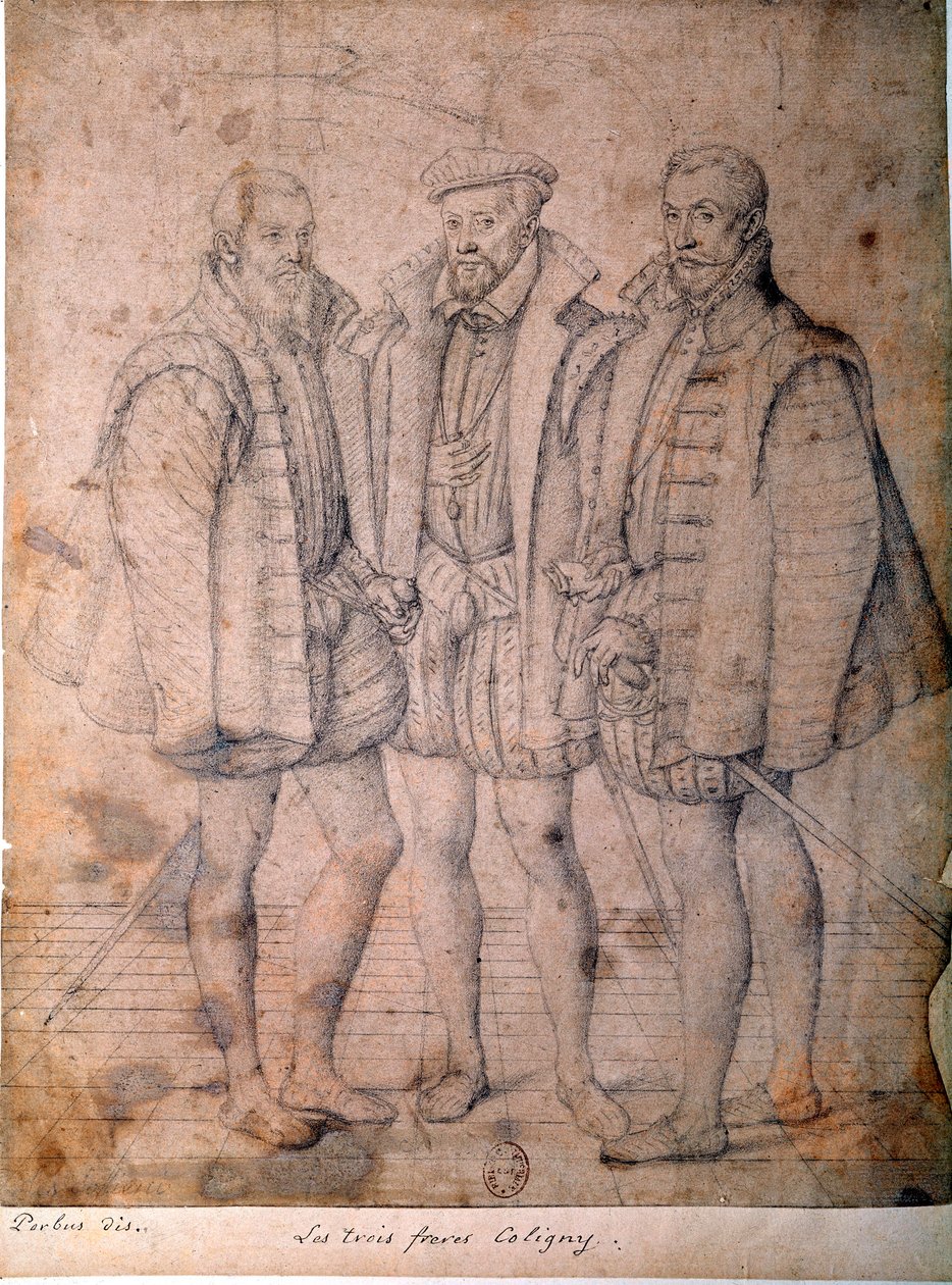 Porträt der drei Coligny: Kardinal Odet (1515-1571), Gaspard (1517-1572), Admiral von Frankreich und Francois (1521-1569), Herr von Andelot von Frans I Pourbus