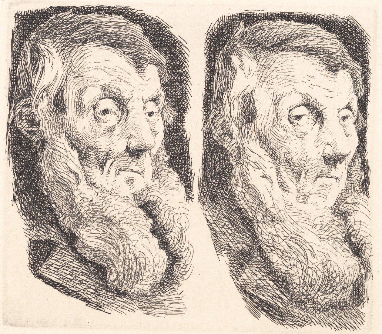 Probeplatte eines alten bärtigen Mannes, zweimal nach rechts gewandt von Frans Schwartz