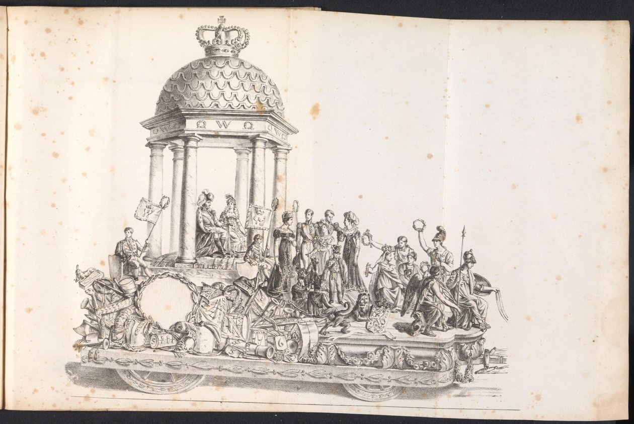 Fünfter Prunkwagen im Umzug für den Heiligen Rombout, 1825 von Frans Vervloet