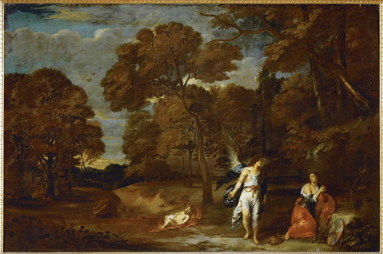 Landschaft mit Hagar und dem Engel von Frans Wouters