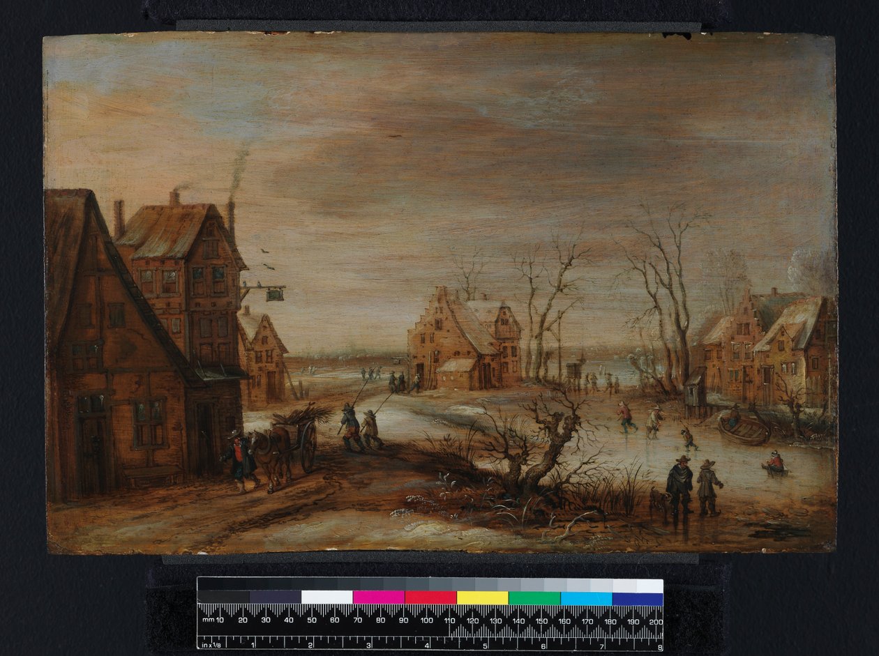 Ein Dorf im Winter von Frans de Momper: Kunstdruck kaufen