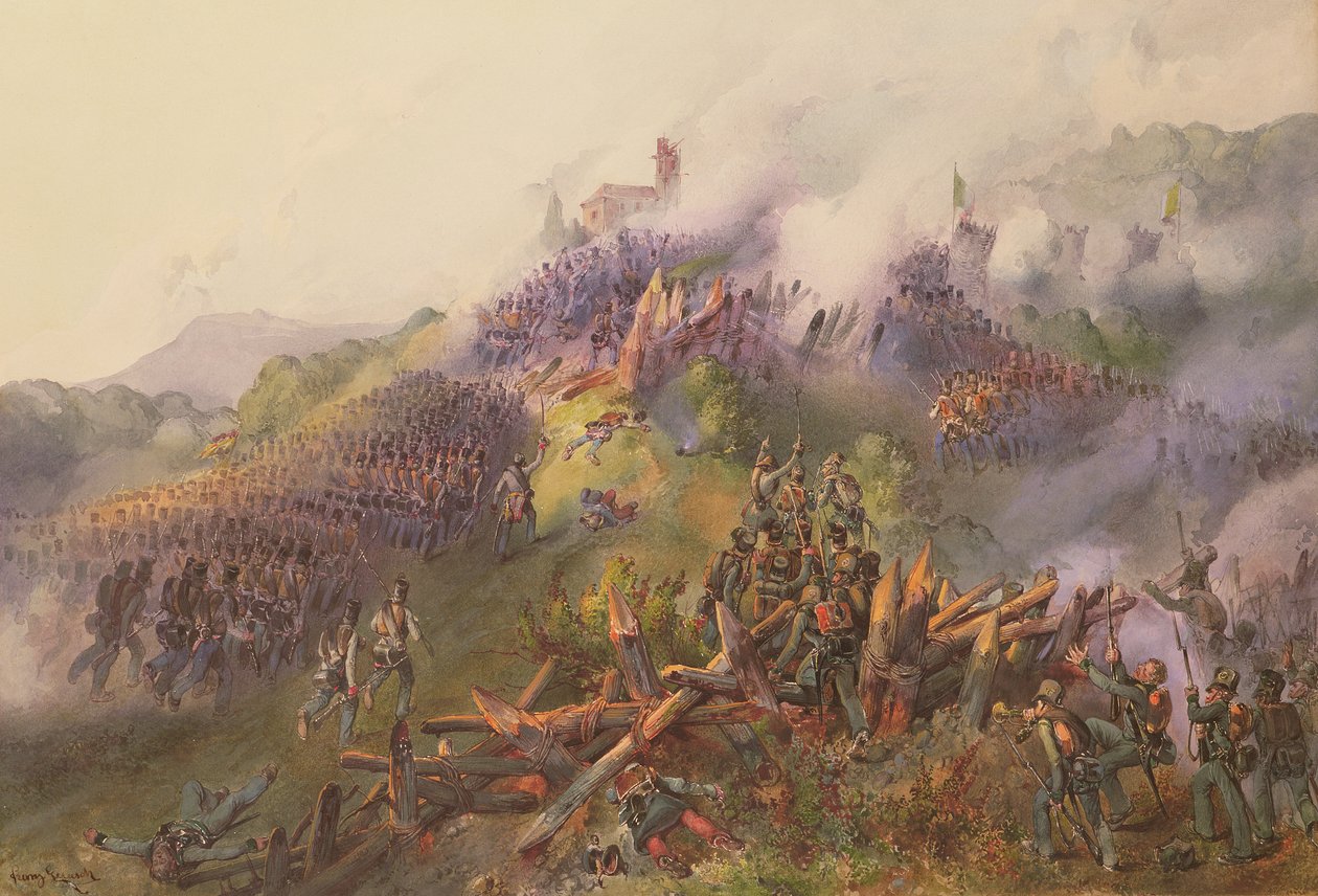 Die Schlacht von Vicenza: der Sturm auf Monte Berico, Juni 1848 von Franz Gerusch
