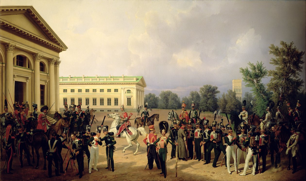Die russische Garde in Zarskoje Selo im Jahr 1832, 1841 von Franz Krüger