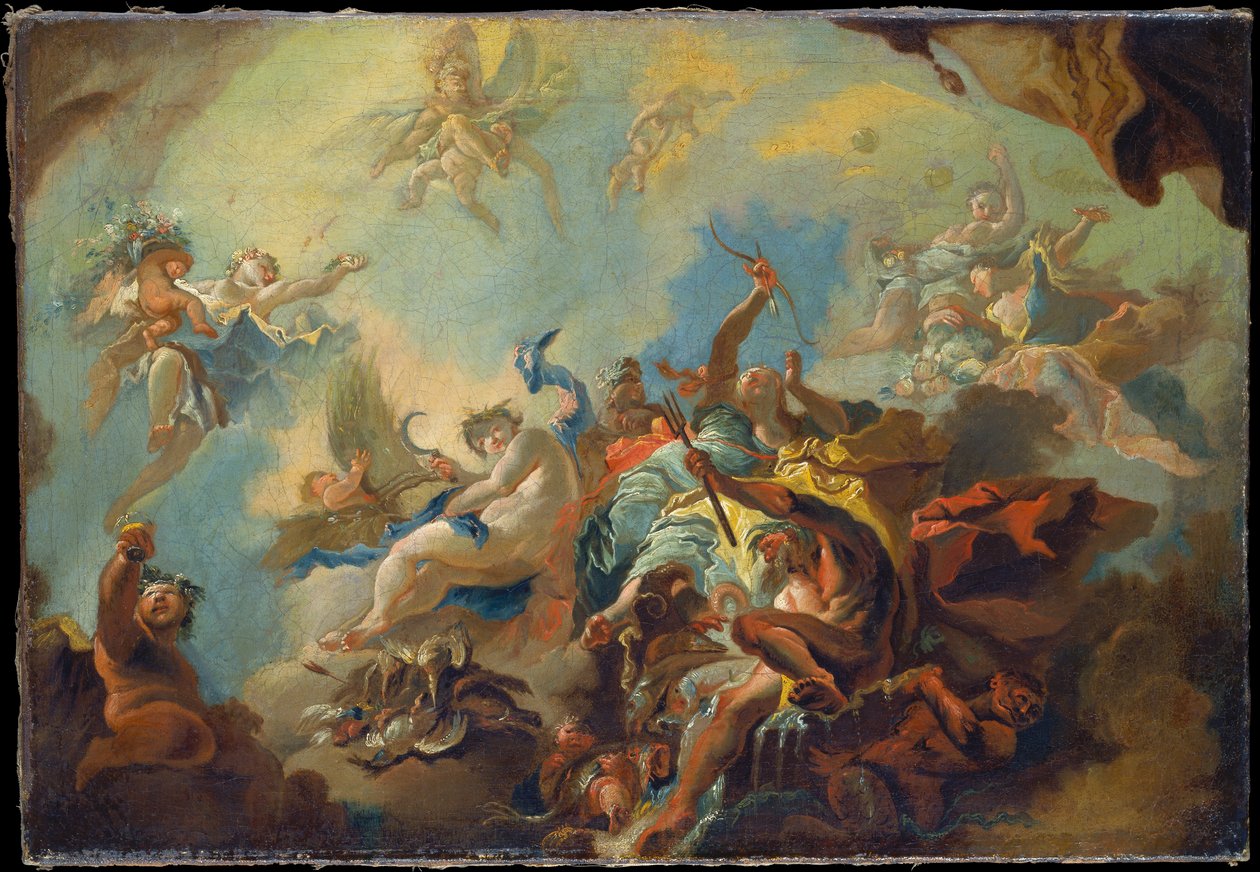 Die vier Elemente, Vorstudie für ein Deckengemälde (Allegorie der Zeit?) von Franz Anton Maulbertsch