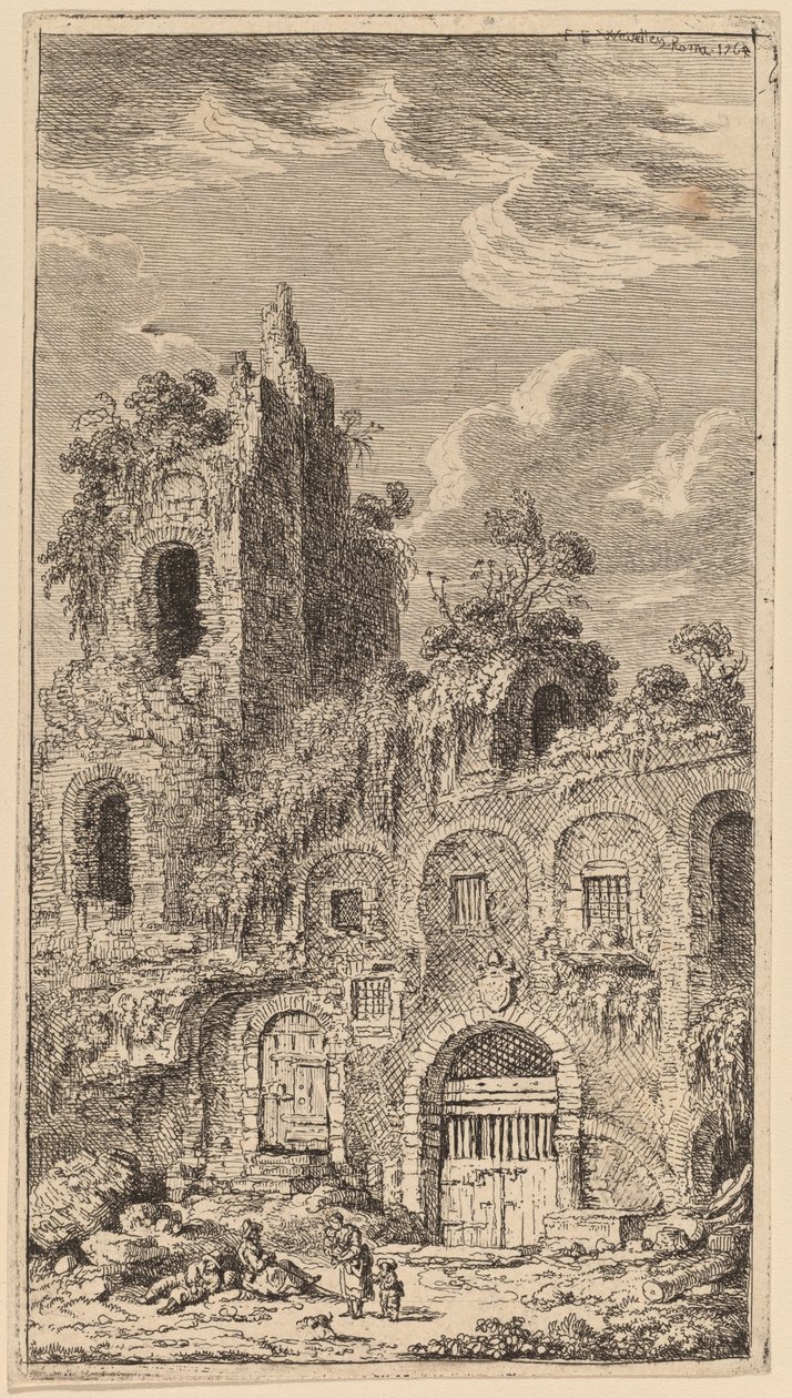 Fragment der alten Stadtmauer bei San Giovanni Laterano von Franz Edmund Weirotter