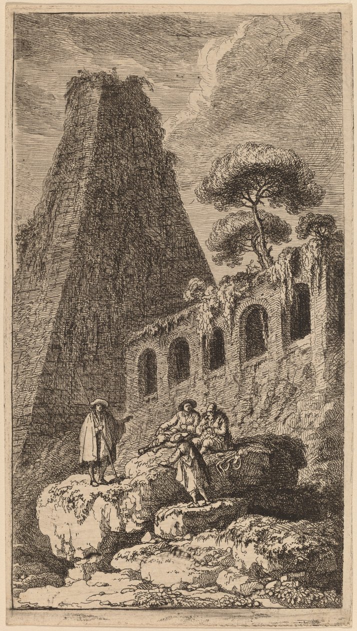 Die Pyramide von Sesto bei den Toren von St. Pauli in Rom von Franz Edmund Weirotter
