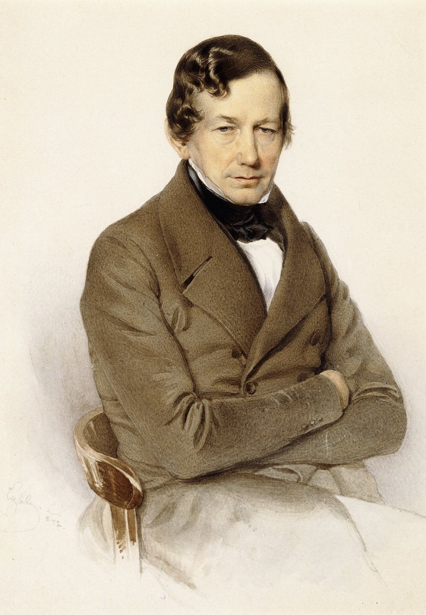 Porträt von Anton Diabelli, sitzend, halbe Länge, 1842 von Franz Eybl