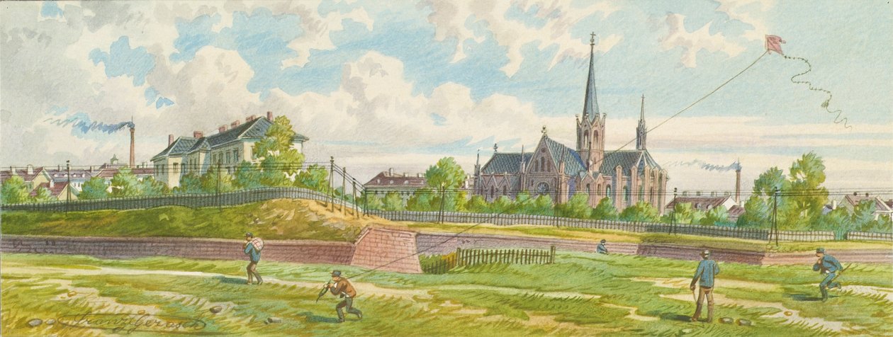 Zwischen Westbahn und Mariahilfer Linie (Blick auf den Linienwall) von Franz Gerasch