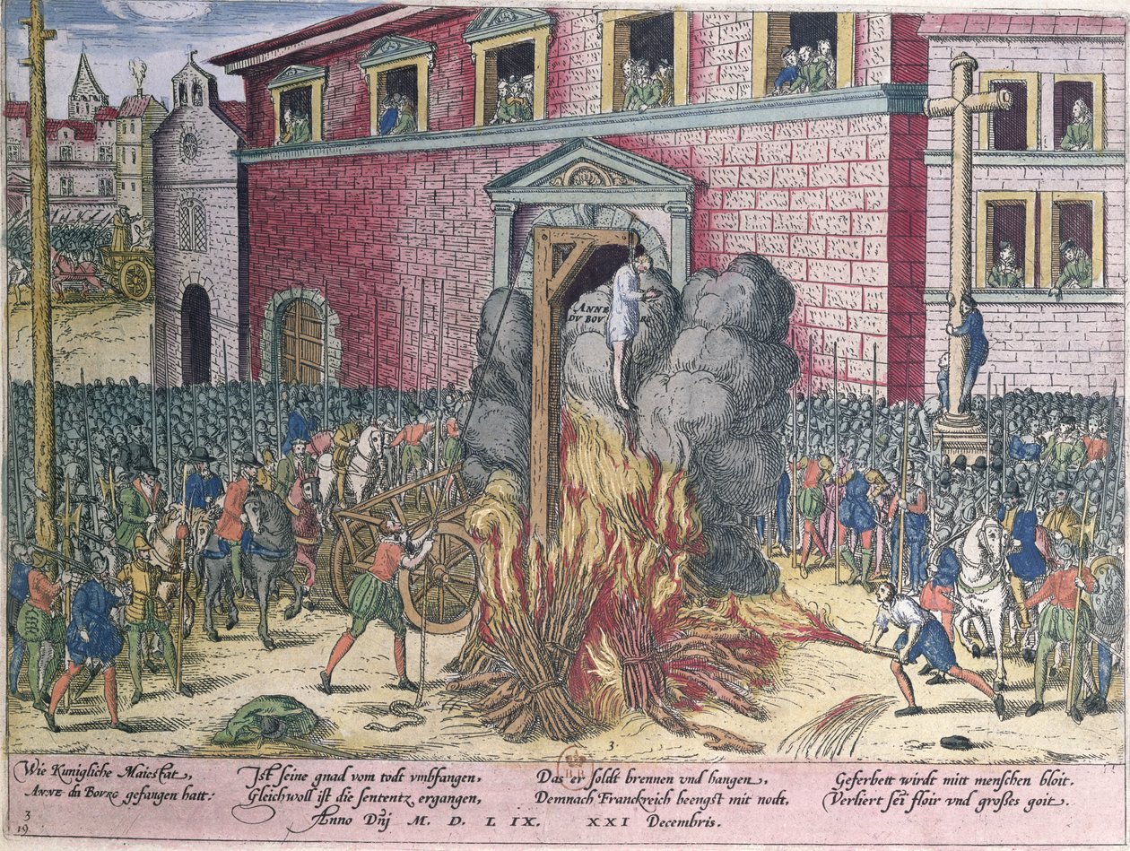 Hinrichtung von Anne du Bourg auf dem Place de Grève (23. Dezember 1559) von Franz Hogenberg