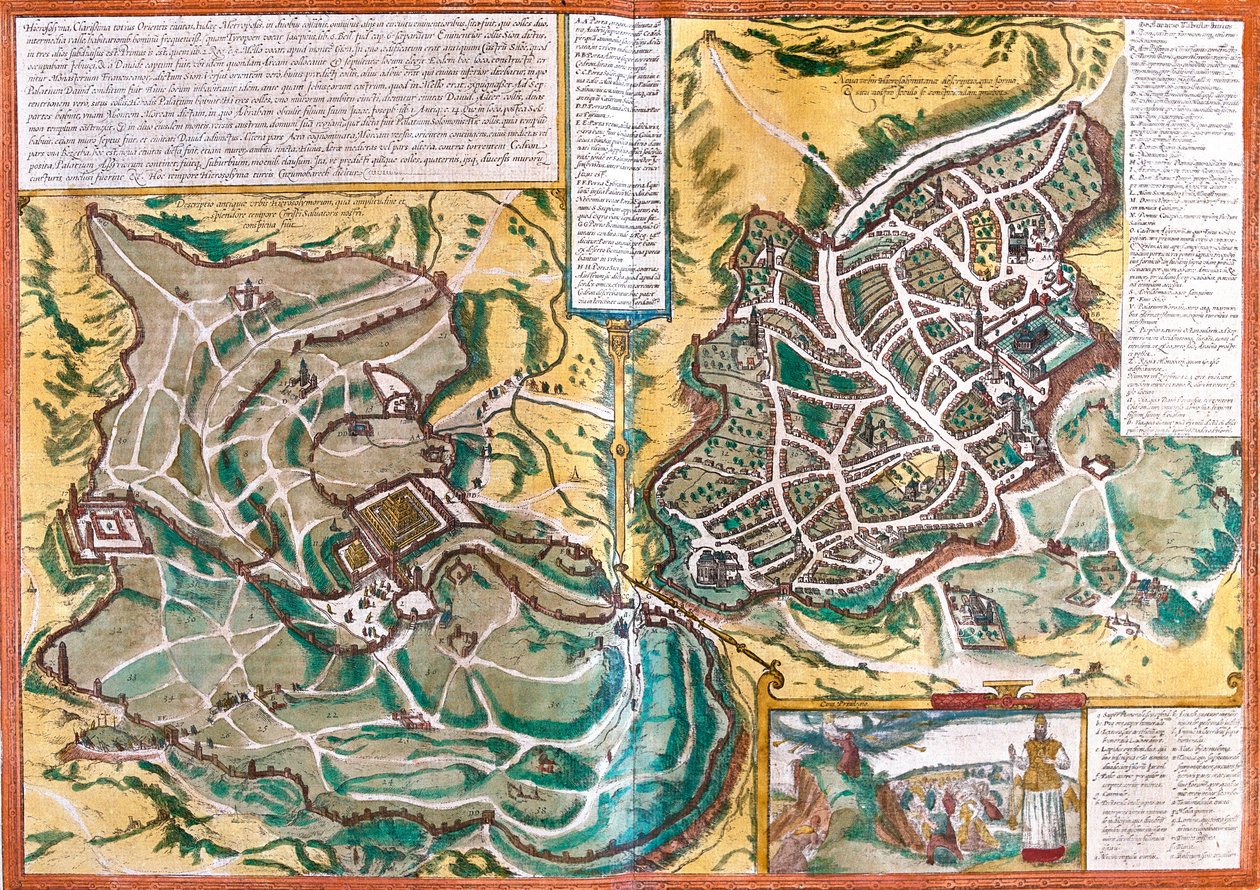 Karte von Jerusalem, Israel von Franz Hogenberg