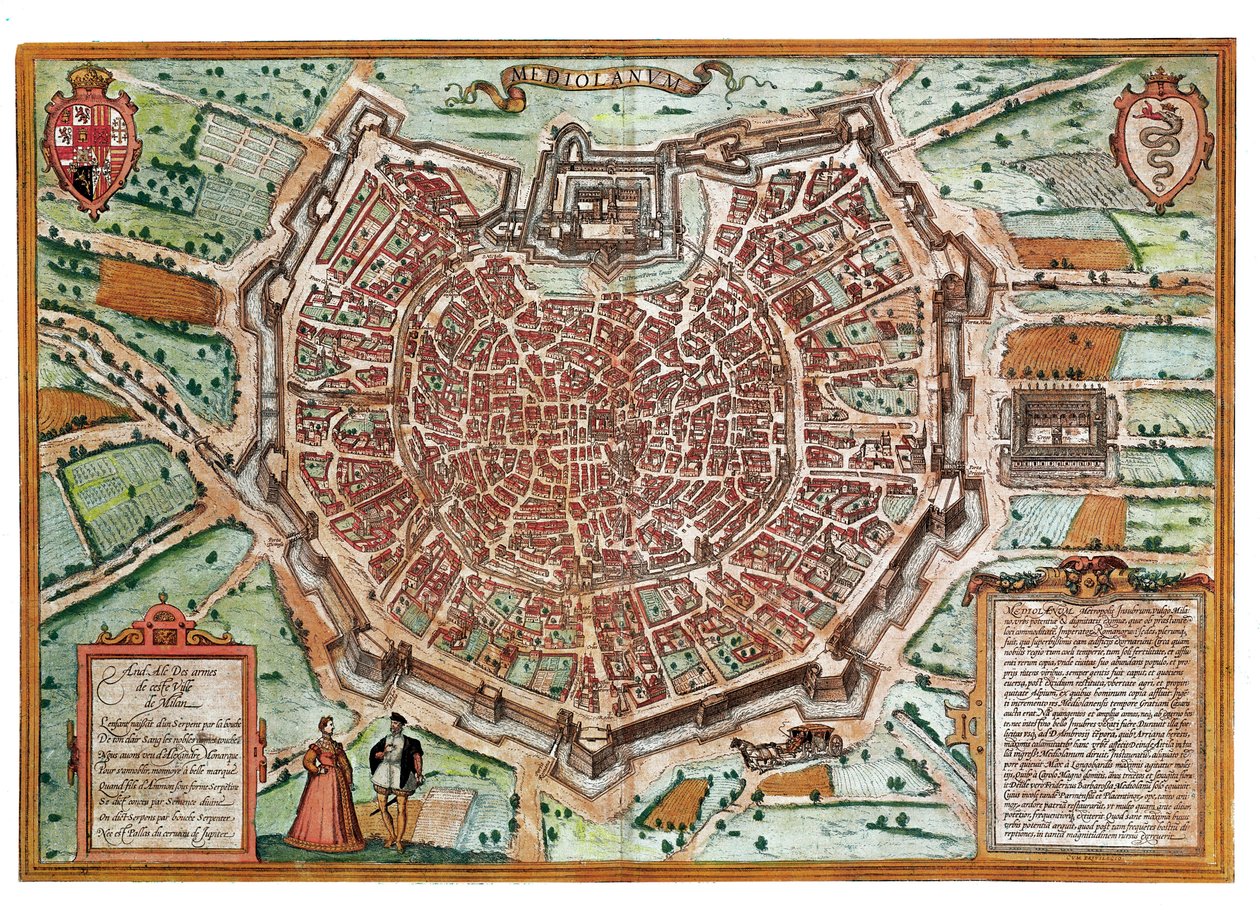Karte von Mailand von Franz Hogenberg