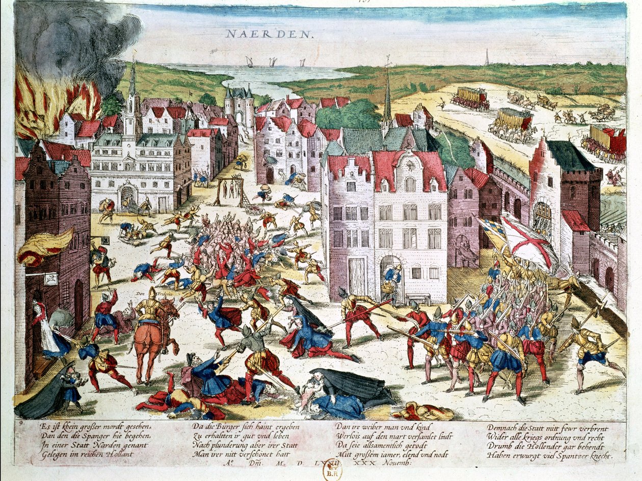 Massaker in Flandern während der Regierung von Fernando Alvarez de Toledo (1508-82), Herzog von Alba, 30. November 1572 von Franz Hogenberg