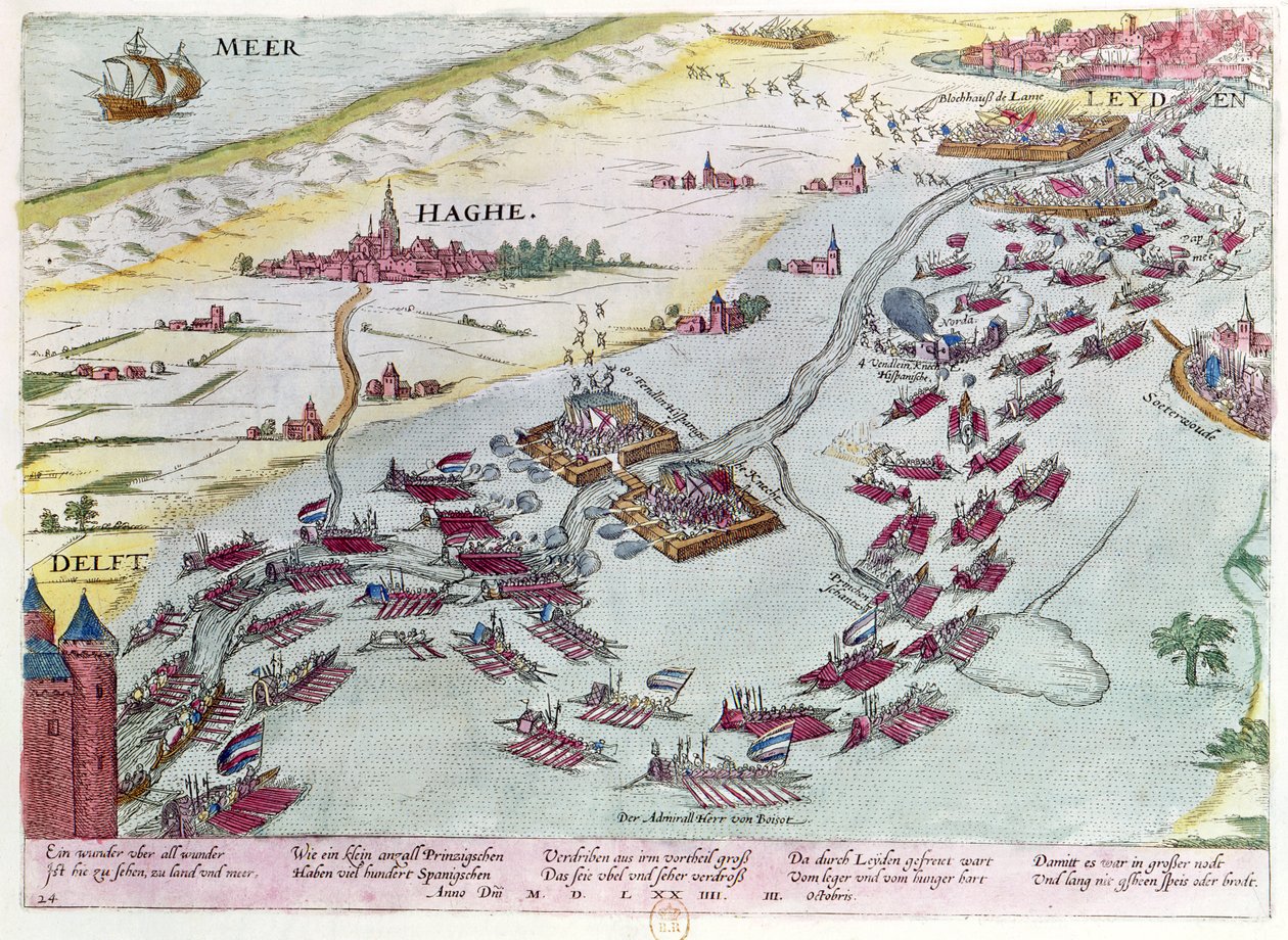 Seekampf vor der Küste von Den Haag zwischen den Geusen und den Spaniern im Jahr 1573 von Franz Hogenberg