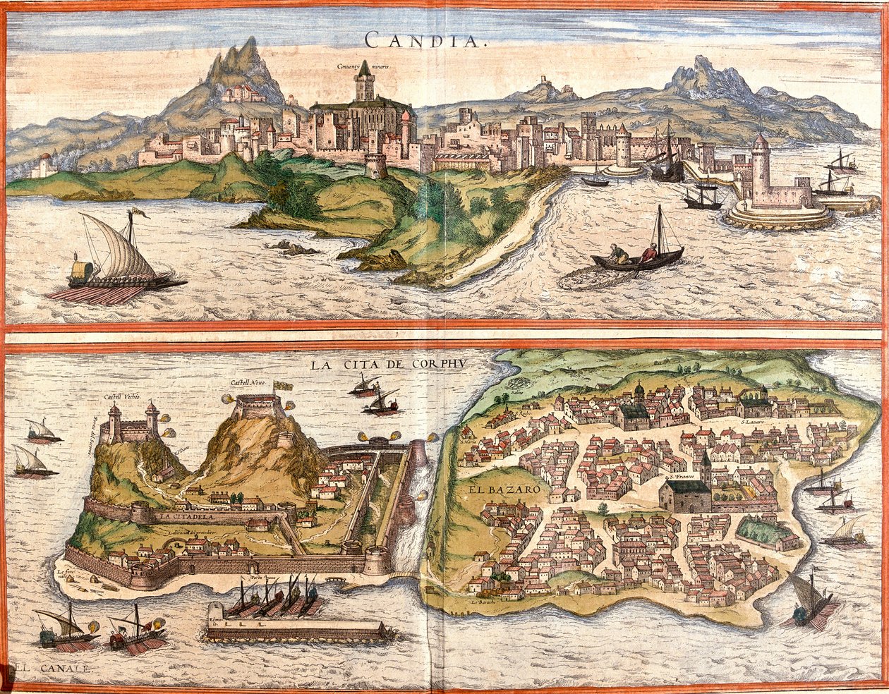 Ansichten von Candia (heutiges Heraklion) auf der Insel Kreta und Korfu, griechische Insel von Franz Hogenberg