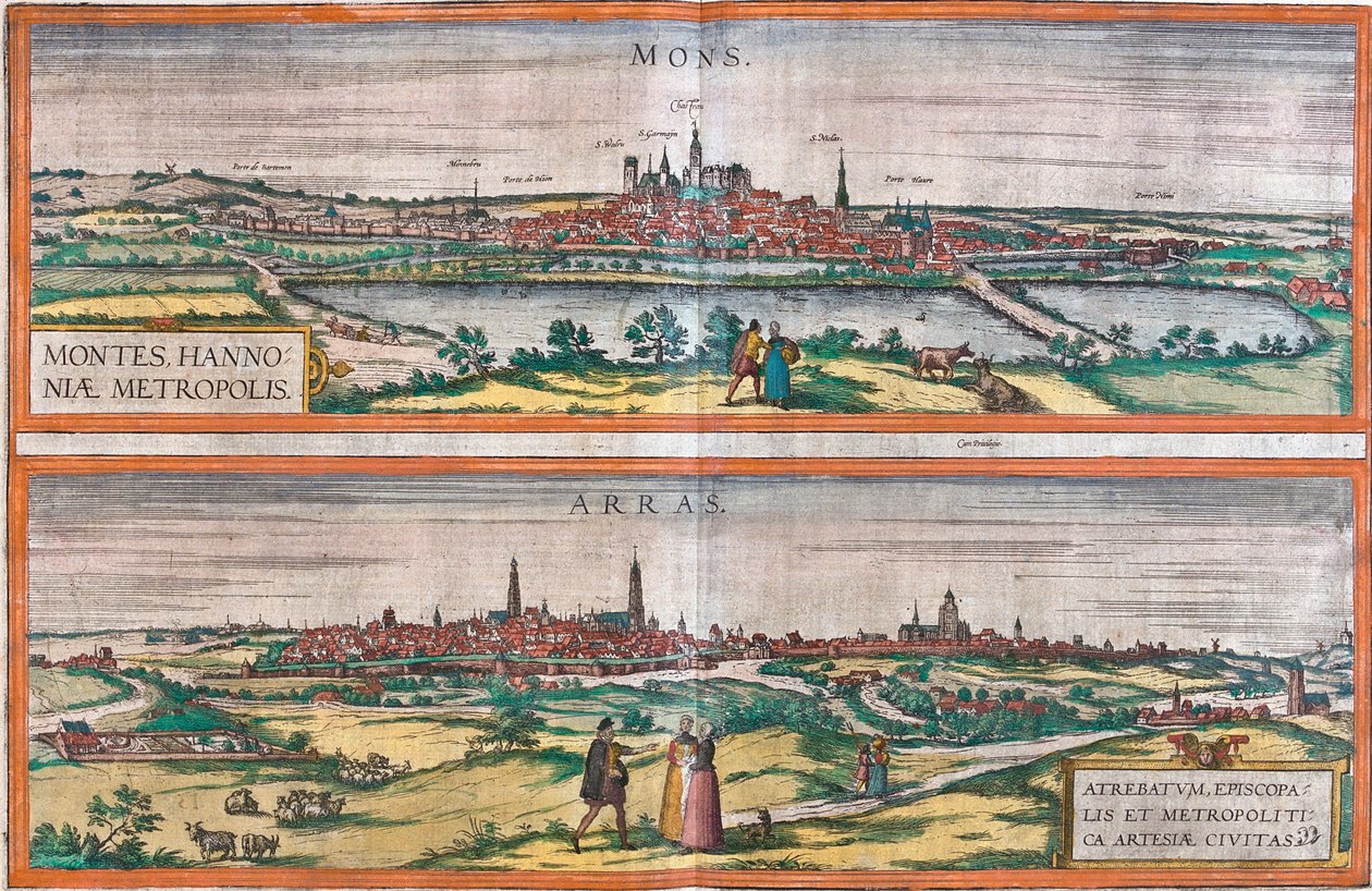 Ansichten von Mons (Belgien) und Arras, Frankreich von Franz Hogenberg