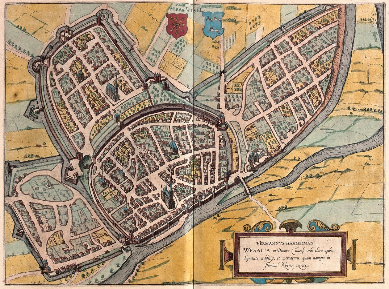 Wesel in Nordrhein-Westfalen, Deutschland (Gravur) von Franz Hogenberg