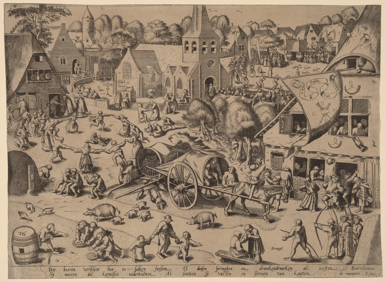 Dorffest in Hoboken von Franz Hogenberg after Pieter Bruegel the Elder