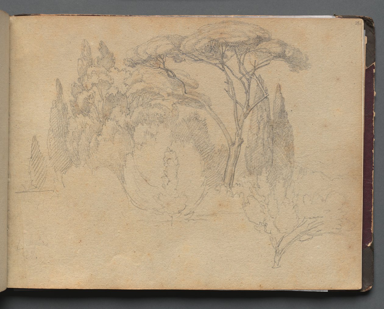 Album mit Ansichten von Rom und Umgebung, Landschaftsstudien, Seite 29a: Landschaftsstudie von Franz Johann Heinrich Nadorp