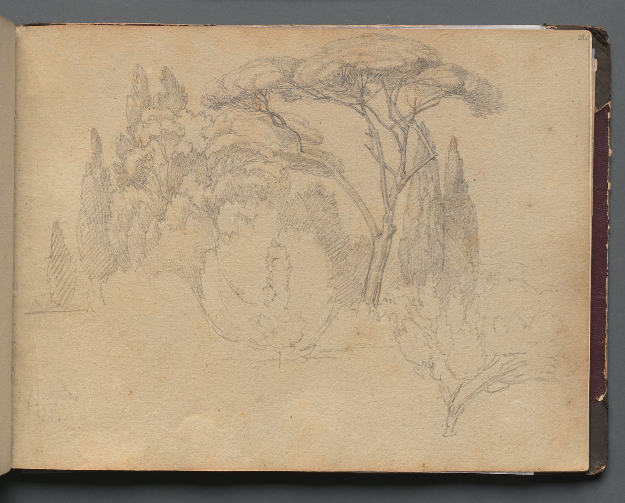 Album mit Ansichten von Rom und Umgebung, Landschaftsstudien, Seite 29a: Landschaftsstudie von Franz Johann Heinrich Nadorp