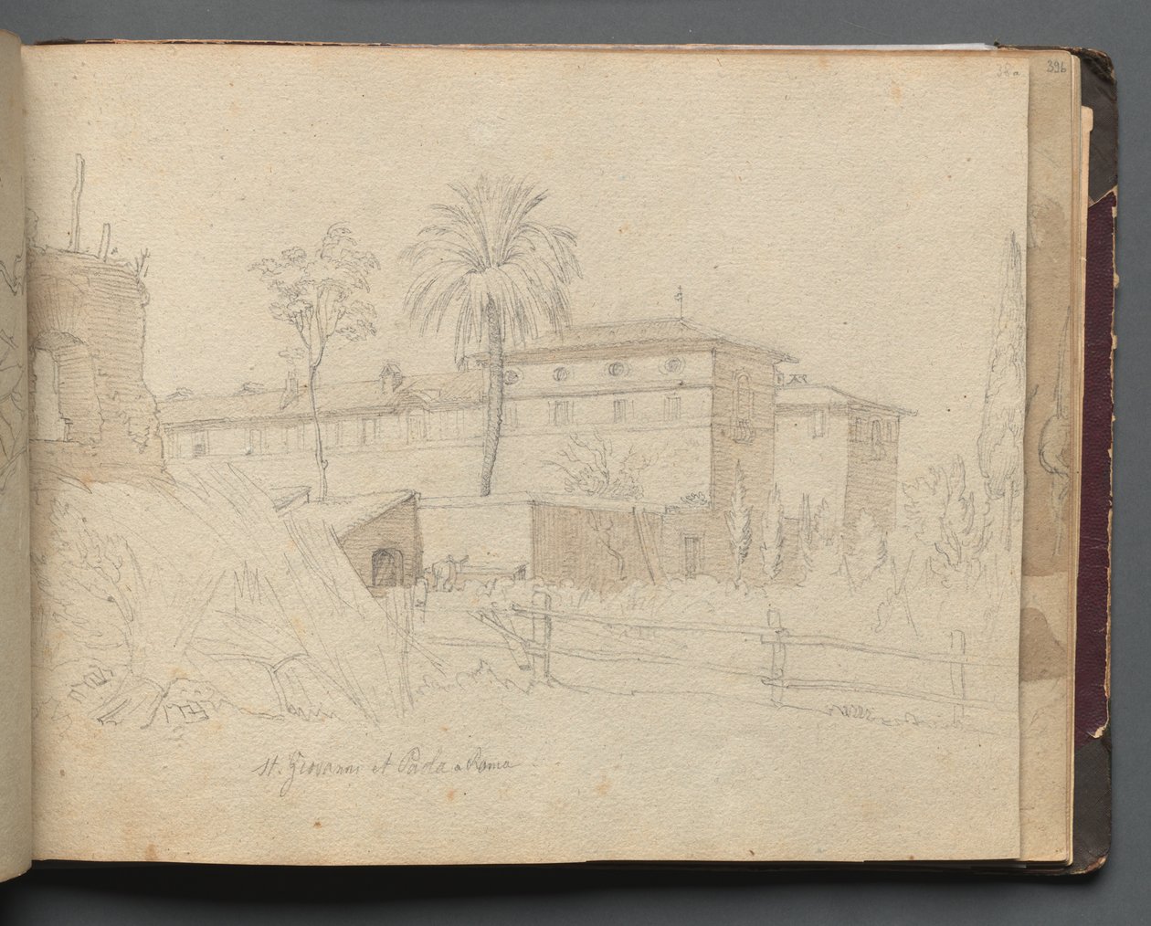 Album mit Ansichten von Rom und Umgebung, Landschaftsstudien, Seite 38a: St. Giovanni e Paolo von Franz Johann Heinrich Nadorp