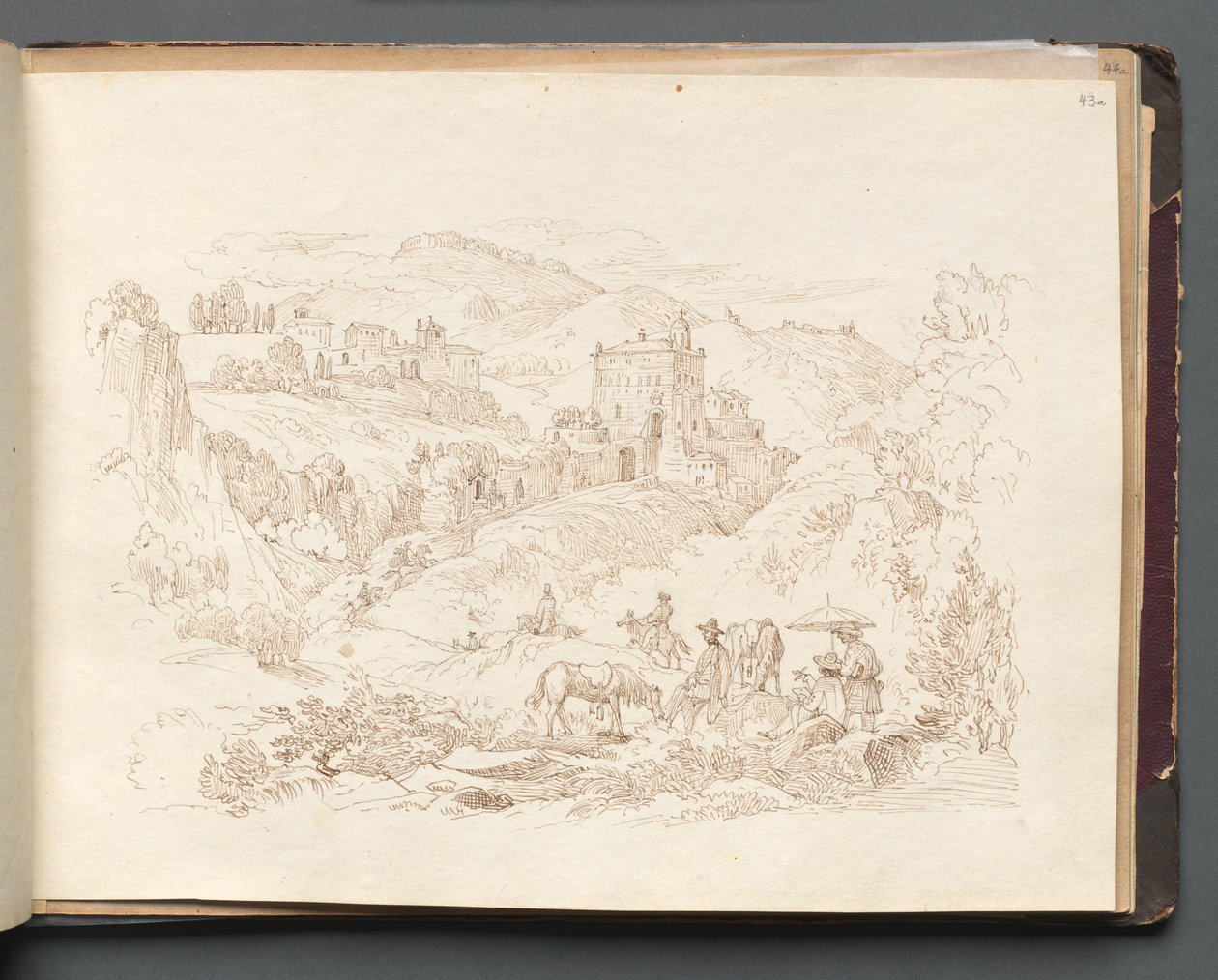 Album mit Ansichten von Rom und Umgebung, Landschaftsstudien, Seite 43a: Römische Landschaft von Franz Johann Heinrich Nadorp