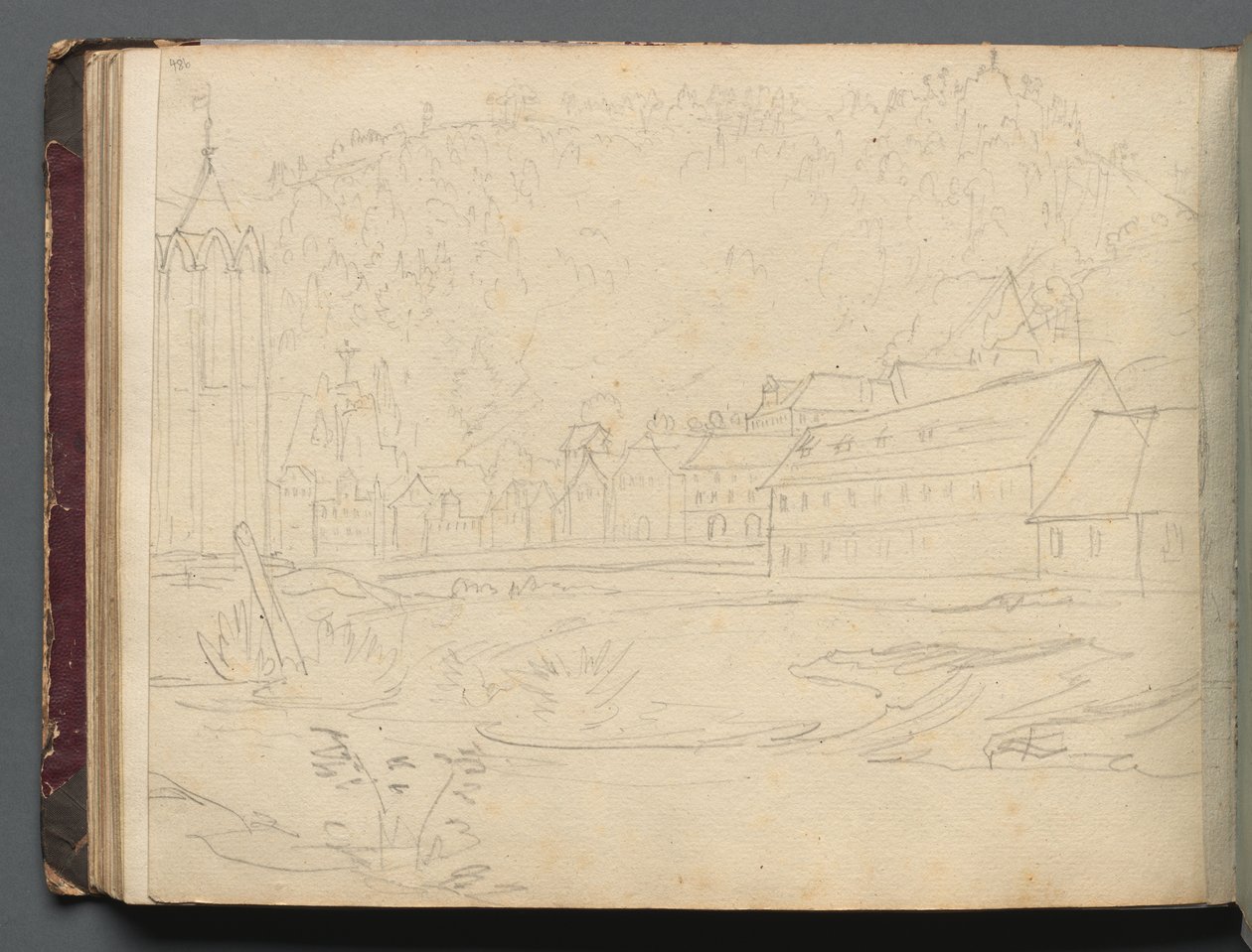 Album mit Ansichten von Rom und Umgebung, Landschaftsstudien, Seite 48b: Römische Landschaft von Franz Johann Heinrich Nadorp