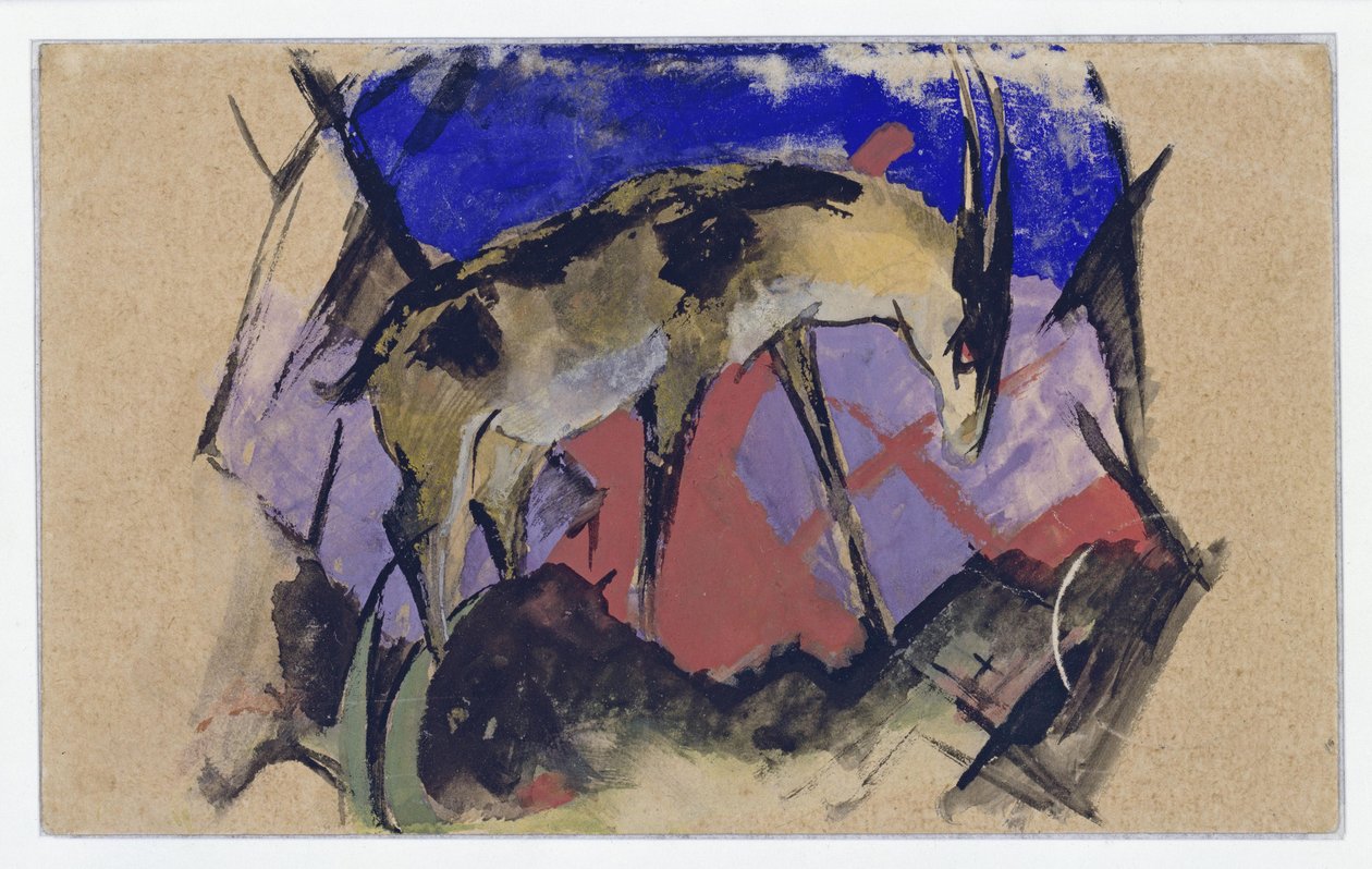 Antilope (auch: Steinbock) (Postkarte an Else Lasker-Schüler) von Franz Marc