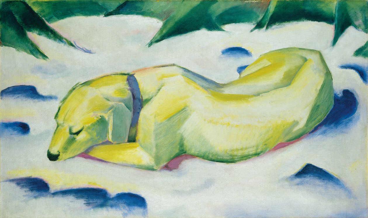 Hund im Schnee liegend von Franz Marc