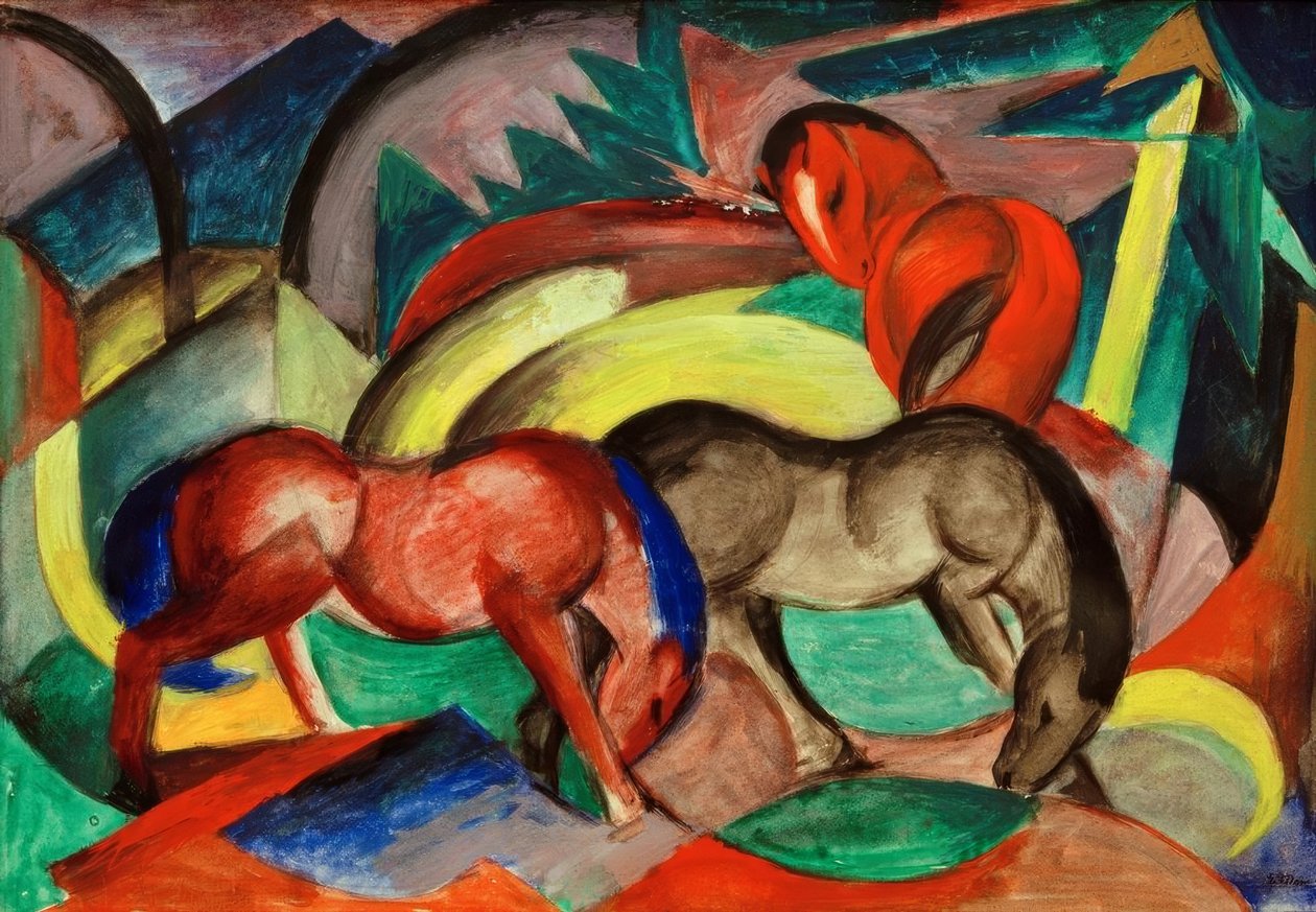 Drei Pferde von Franz Marc