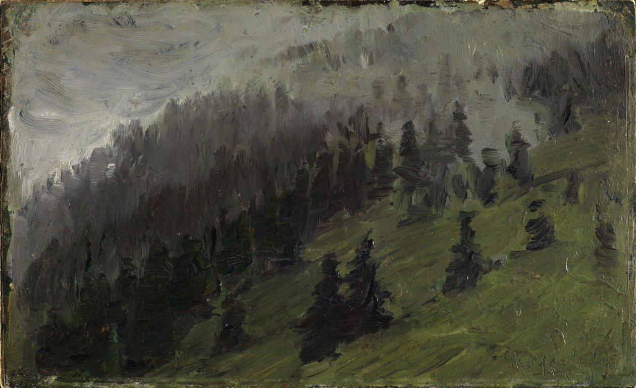 Nebel zwischen Tannen von Franz Marc