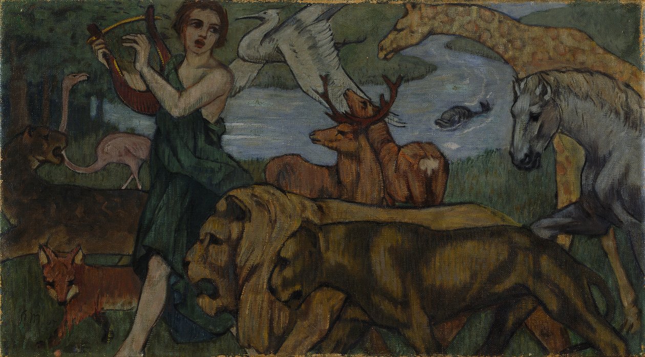 Orpheus bei den Tieren, Entwurf zu einem Gobelin von Franz Marc