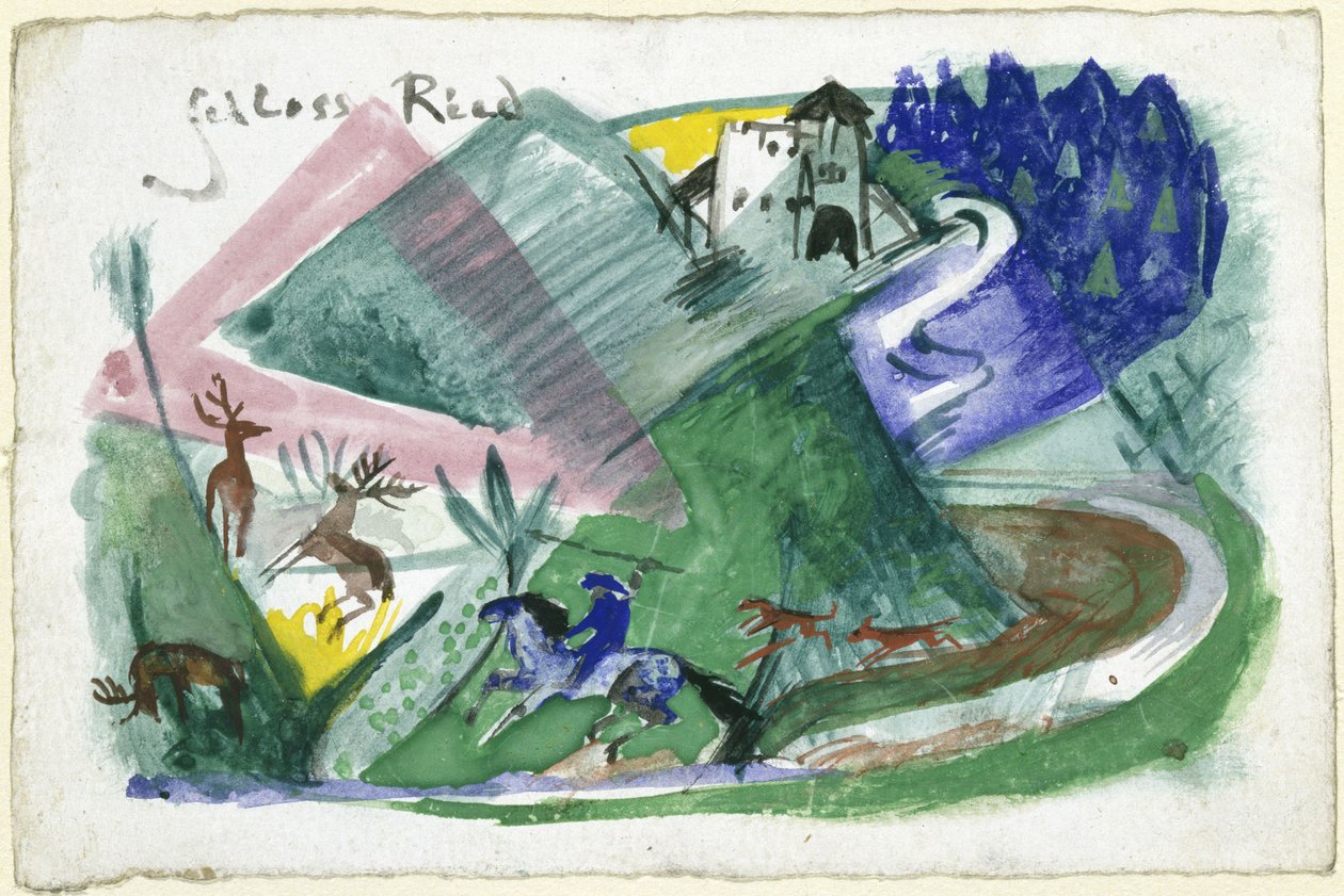 Schloss Ried (Postkarte an Else Lasker-Schüler) von Franz Marc