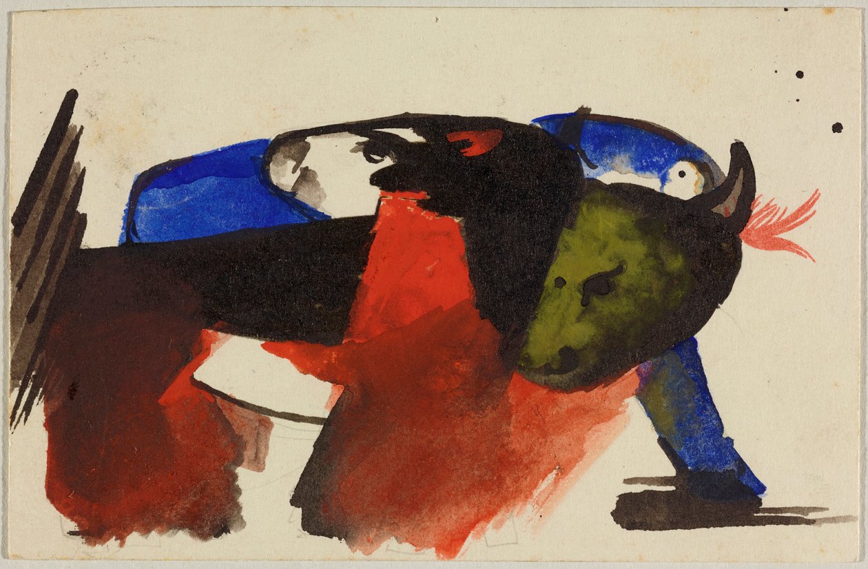 Zwei Tiere, Postkarte aus Sindelsdorf an Wassily Kandinsky in München von Franz Marc
