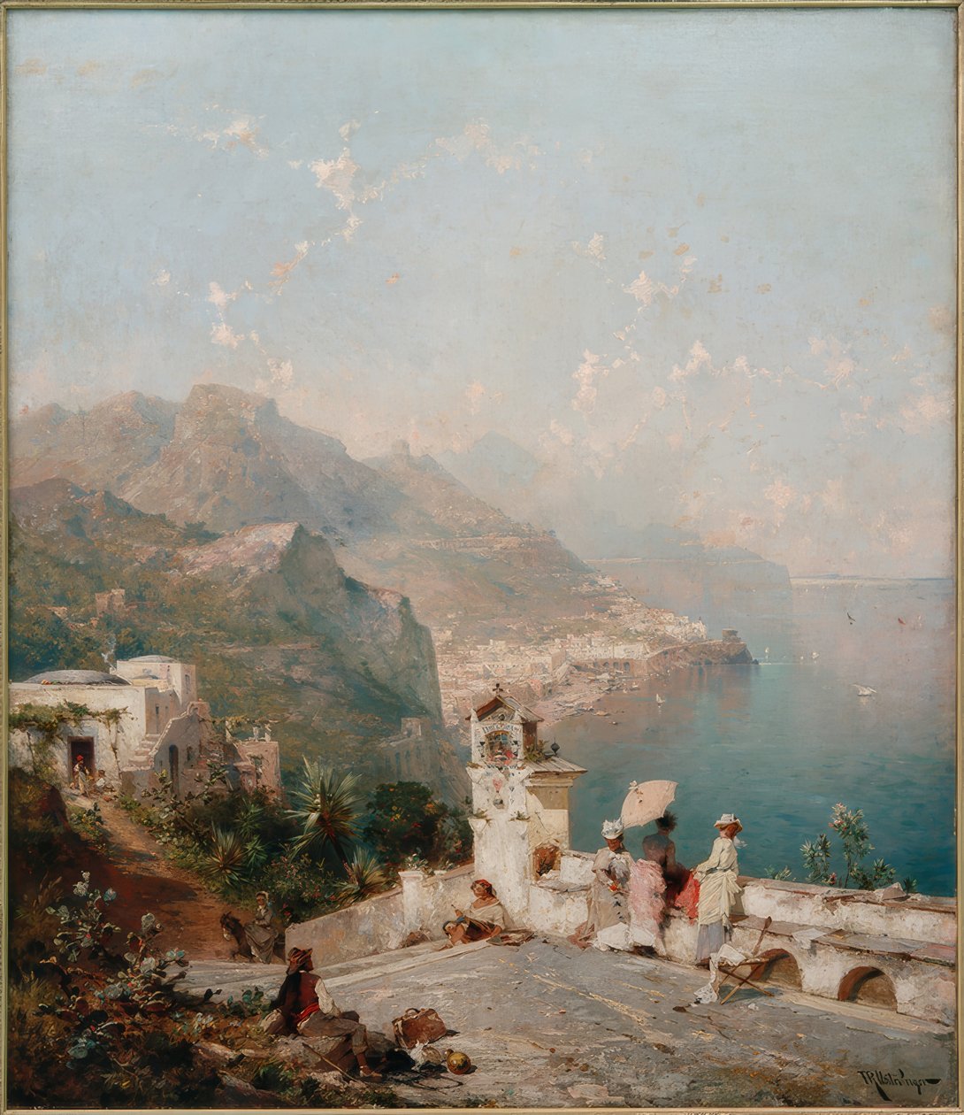 Elegante Damen überblicken den Golf von Salerno von Franz Richard Unterberger