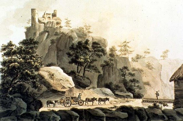 Ansicht der Straße von Ribeauville und des Grand Ribeauville Schlosses von Franz Walter