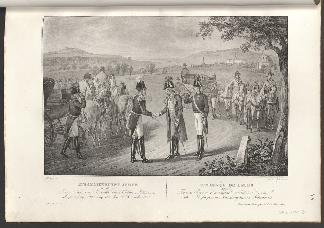 Treffen von Kaiser Franz I. mit Kaiser Nikolaus I. von Russland von Franz Wolf