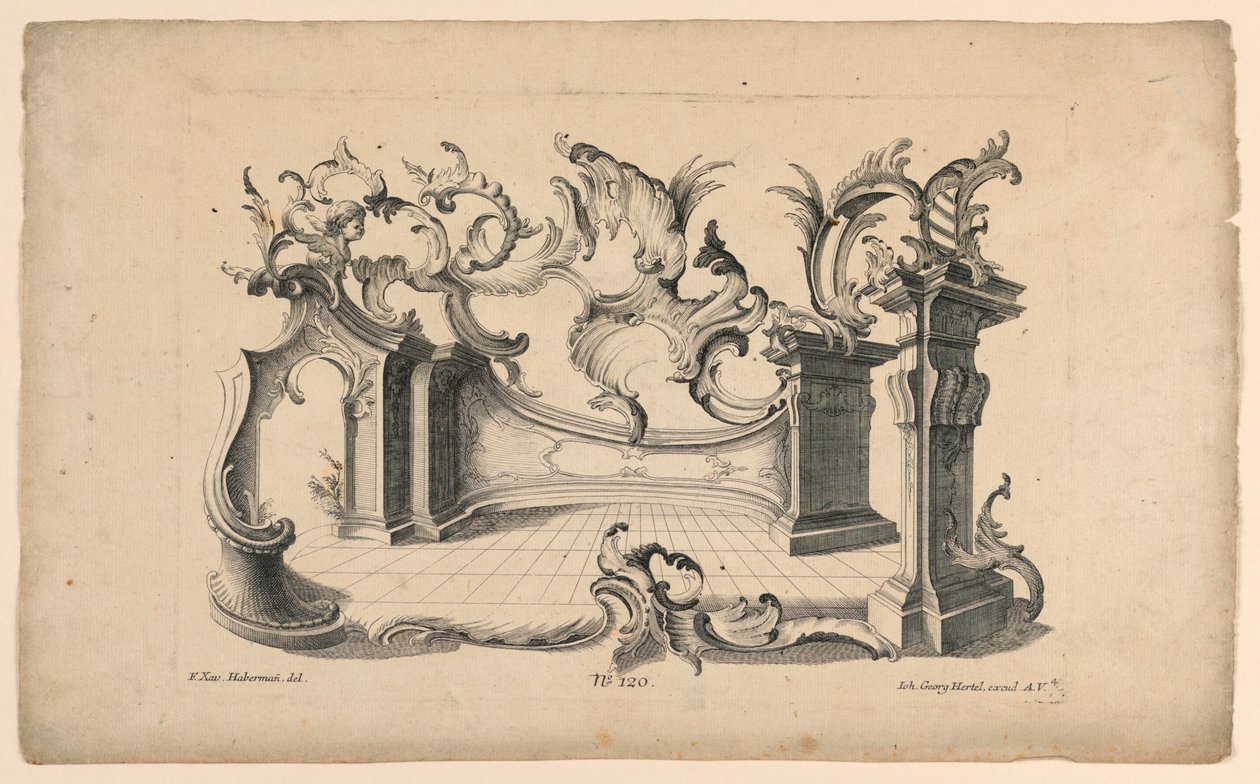 Rocaille-Motive und Sockel, aus Set Nr. 120 von Franz Xaver Habermann