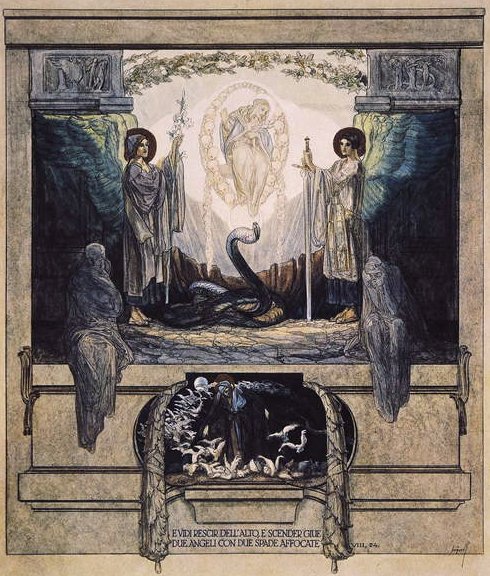 Illustration aus Dantes Göttlicher Komödie, Fegefeuer, Gesang VIII: 24, 1921 von Franz von Bayros