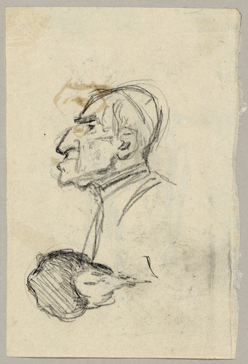 Porträtstudie eines Kardinals, verso: Maultier in Rückenansicht (?) von Franz von Lenbach