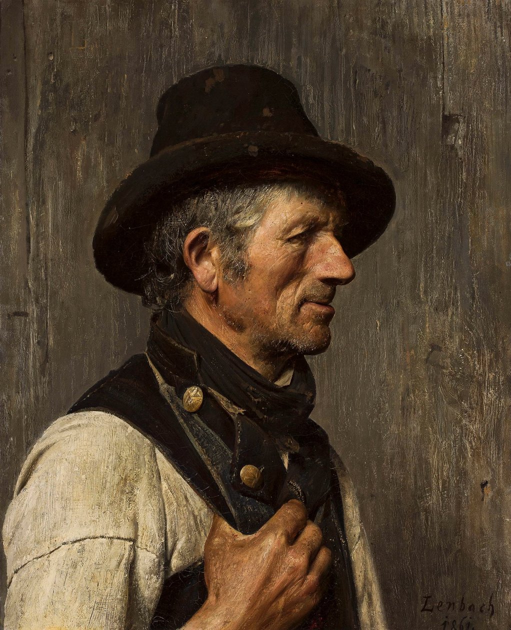 Porträt eines Bauern mit Hut – Fischer von Franz von Lenbach