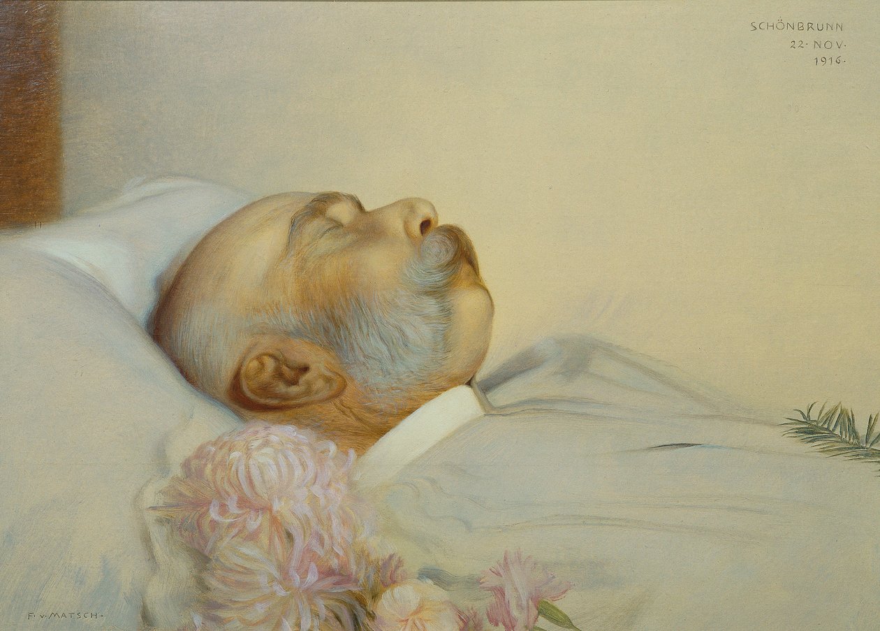 Kaiser Franz Joseph I. auf dem Sterbebett von Franz von Matsch