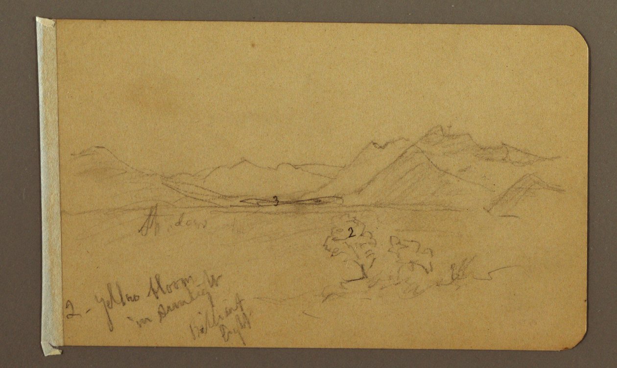 Zeichnung, Tal, Berge, möglicherweise 1893 von Frederic Edwin Church