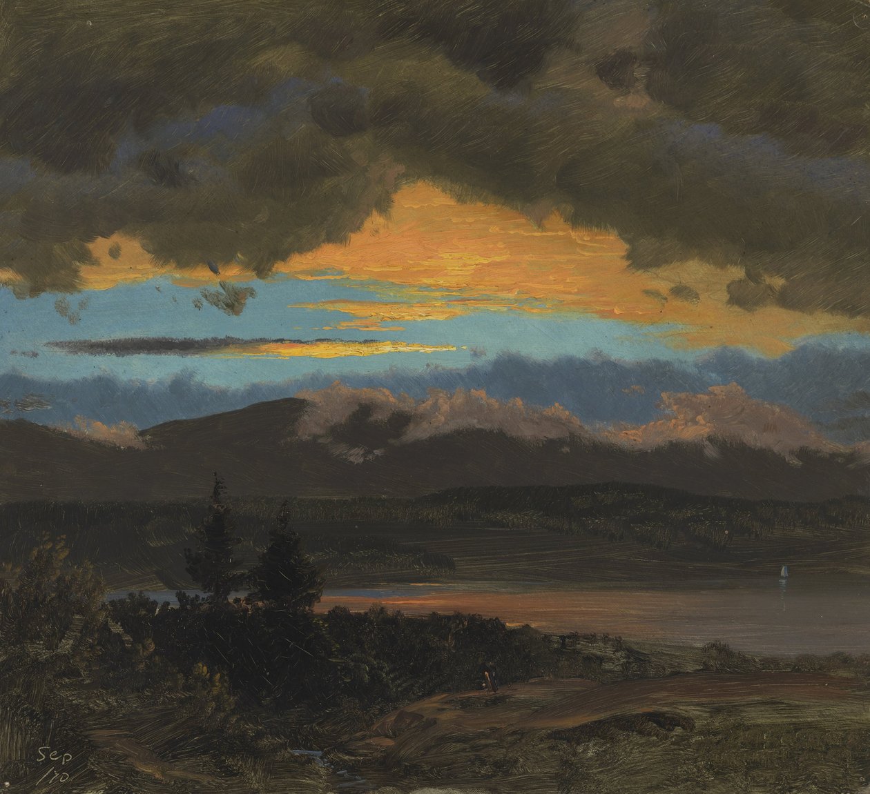 Sonnenuntergang über dem Hudson Valley, New York von Frederic Edwin Church
