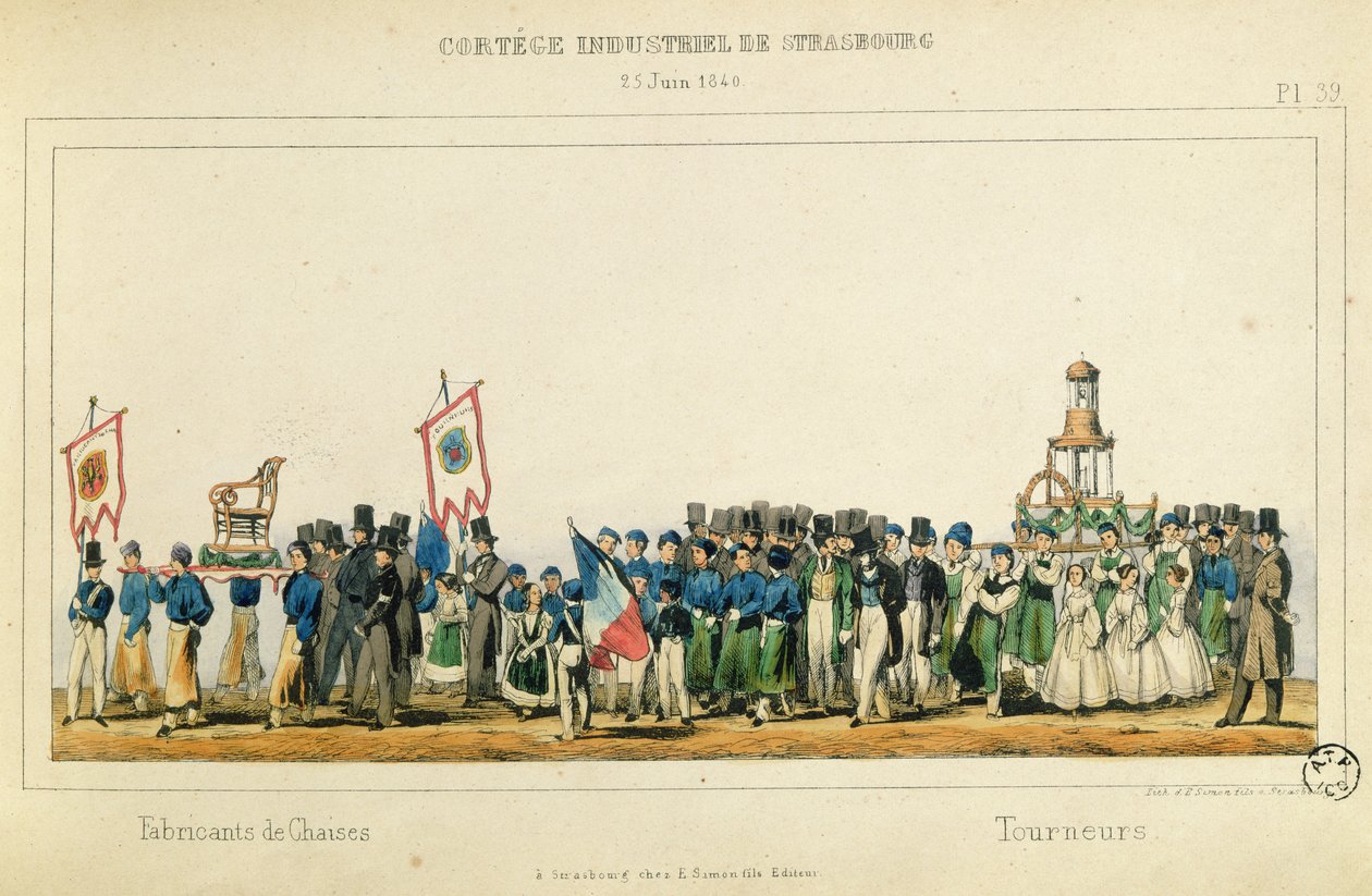 Prozession der Stuhlhersteller in Straßburg, 25. Juni 1840 von Frederic Emile Simon
