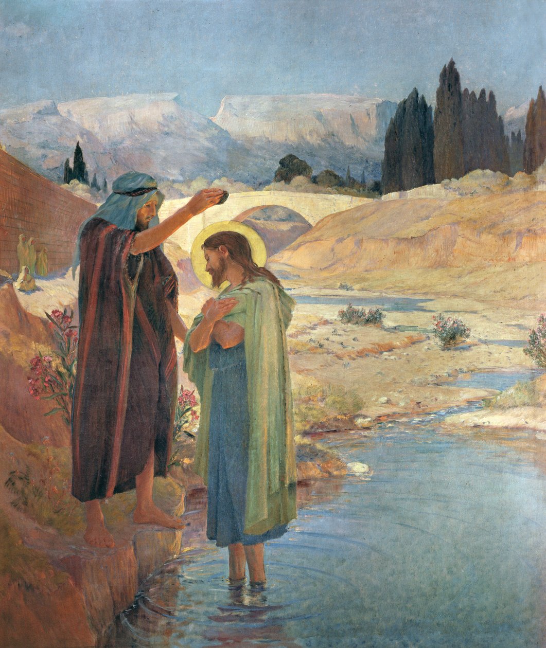 Die Taufe Christi im Jordan, 1917 von Frederic Montenard